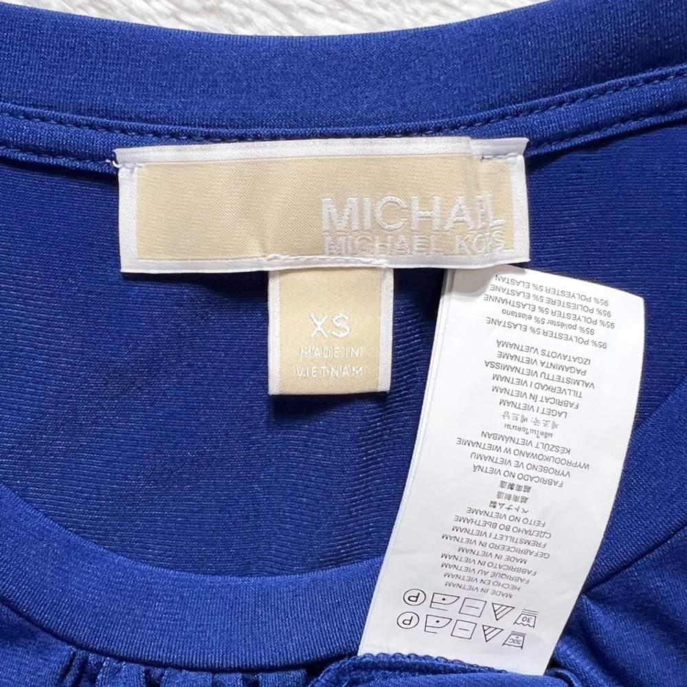 Michael Kors Royal Blue Cold Shoulder Tie Sleeve Knit Dress - Picture 11 of 12